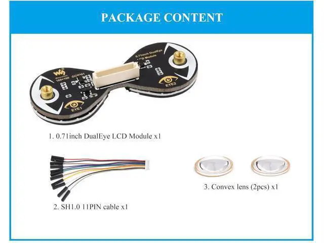 Alt view image 2 of 7 - 0.71inch Double Eye Round LCD Display Module Compatible with Raspberry Pi Pico/Pico W, ESP32 / Arduino, 160x160 Resolution, IPS Panel, 65K Colors, SPI Interface