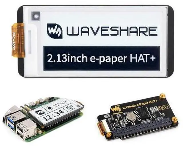 Main image of 2.13inch E-Paper HAT+ for Raspberry Pi 5/ 4B/3B+/3B/2B/A+/Zero W/WH/Zero 2 W/Jetson Nano, E-Ink Display HAT+ Standard 250x122 Pixel SPI Interface with Pwnagotchi Tutorial Support Partial Refresh