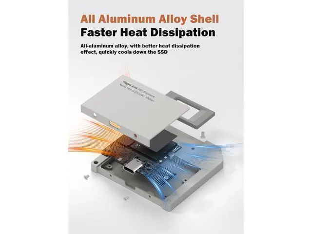 Alt view image 6 of 7 - Hagibis SSD Enclosure, Floppy Disk Style USB 3.2 Gen2 10Gbps to NVMe PCI-E M.2 2230/2242 SSD Case, M.2 External Hard Drive Enclosure for MacBook Laptop iPad Android iPhone 17 Pro Max (Grey)