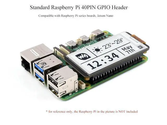 Alt view image 4 of 7 - 2.13inch E-Paper HAT+ for Raspberry Pi 5/ 4B/3B+/3B/2B/A+/Zero W/WH/Zero 2 W/Jetson Nano, E-Ink Display HAT+ Standard 250x122 Pixel SPI Interface with Pwnagotchi Tutorial Support Partial Refresh