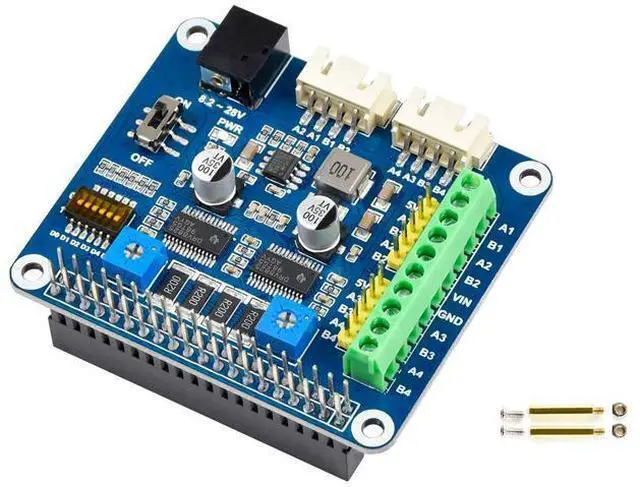 Main image of Stepper Motor HAT for Raspberry Pi 4B/3B+/2B/B+/Zero/W/WH/and Jetson Nano,DRV8825 Motor Controller Drives Two Stepper Motors, Up to 1/32 Microstepping,Use for 3D Printer,Sculpturing Machine etc