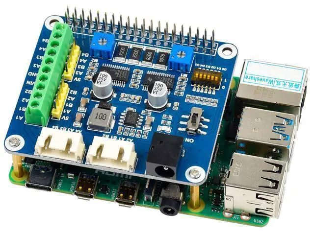 Alt view image 3 of 7 - Stepper Motor HAT for Raspberry Pi 4B/3B+/2B/B+/Zero/W/WH/and Jetson Nano,DRV8825 Motor Controller Drives Two Stepper Motors, Up to 1/32 Microstepping,Use for 3D Printer,Sculpturing Machine etc