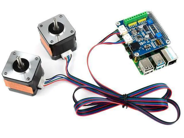 Alt view image 5 of 7 - Stepper Motor HAT for Raspberry Pi 4B/3B+/2B/B+/Zero/W/WH/and Jetson Nano,DRV8825 Motor Controller Drives Two Stepper Motors, Up to 1/32 Microstepping,Use for 3D Printer,Sculpturing Machine etc