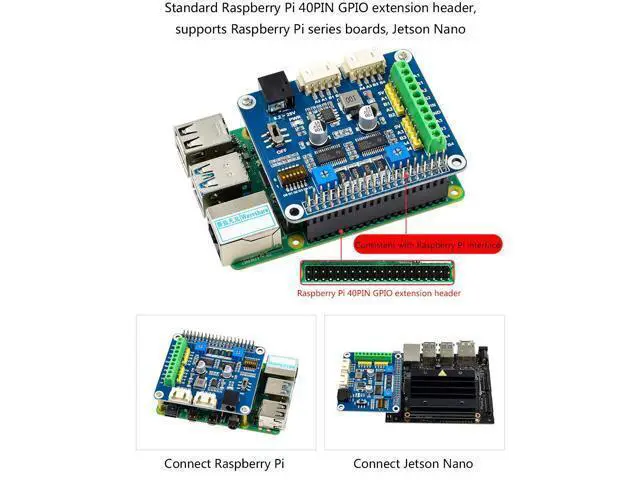 Alt view image 6 of 7 - Stepper Motor HAT for Raspberry Pi 4B/3B+/2B/B+/Zero/W/WH/and Jetson Nano,DRV8825 Motor Controller Drives Two Stepper Motors, Up to 1/32 Microstepping,Use for 3D Printer,Sculpturing Machine etc