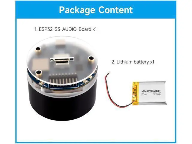 Alt view image 2 of 7 - ESP32-S3 AI Smart Speaker Development Board, Support AI Speech Interaction, Dual Digital Microphone Array, Noise Reduction, Support External Display & Camera, Comes with MX1.25 3.7V Lithium Battery