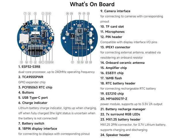 Alt view image 5 of 7 - ESP32-S3 AI Smart Speaker Development Board, Support AI Speech Interaction, Dual Digital Microphone Array, Noise Reduction and Echo Cancellation, Support External Display & Camera, No Battery