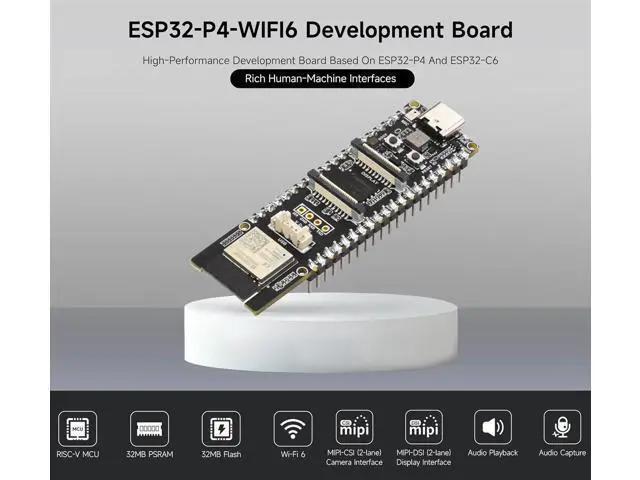 Alt view image 2 of 7 - ESP32-P4-WIFI6 High-Performance Development Board with Pre-Soldered Header, Based On ESP32-P4 and ESP32-C6, Supports Wi-Fi 6 and BLE 5, Rich Human-Machine Interfaces, Supports AI Speech Interaction