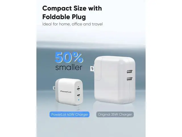 Alt view image 4 of 7 - USB C Charger Block, 40W USB C Wall Charger GaN Foldable USB C Power Adapter 2-Port (20W+20W) PD Fast Charging Block for iPhone 15/15 Pro/ 15 Pro Max/ 15 Plus/ 14/13/ 12/11, MacBook Air, iPad Pro