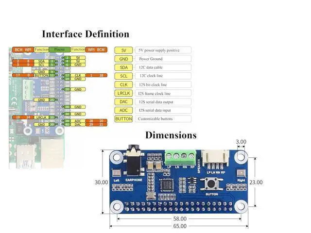 Alt view image 5 of 7 - WM8960 Audio HAT Compatible with Raspberry Pi 5/4B/3B+/3B/Pi Zero/Zero W/Pi Zero 2W/Zero 2WH/Pico W/Pico 2W, WM8960 Hi-Fi Sound Card HAT, Stereo CODEC, Hi-Fi Play/Record, Come with 8 5W Speaker
