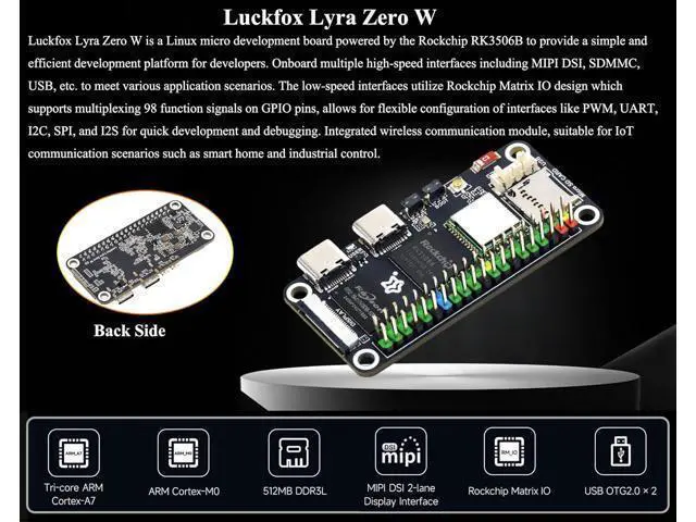 Alt view image 2 of 7 - Lyra Zero W Micro Linux Development Board Based On RK3506B Chip, Integrated with Triple-Core Arm Cortex-A7 and Arm Cortex-M0 Processors, Onboard WiFi 6 and BT Module, MIPI DSI 2-Lane Interface,etc.