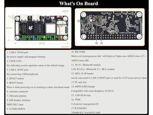 Alt view image 6 of 7 - Lyra Zero W Micro Linux Development Board Based On RK3506B Chip, Integrated with Triple-Core Arm Cortex-A7 and Arm Cortex-M0 Processors, Onboard WiFi 6 and BT Module, MIPI DSI 2-Lane Interface,etc.