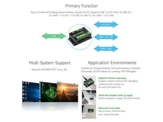 Alt view image 6 of 7 - USB to UART/I2C/SPI/JTAG Converter, Supports Multiple Interfaces, Compatible with 3.3V and 5V, Multiple Systems Support, Support Linux (Only for Raspberry Pi)