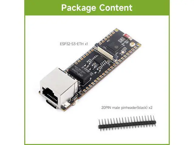 Alt view image 2 of 7 - ESP32-S3 ETH Development Board, 10/100Mbps RJ45 Ethernet Port, Wi-Fi & BT Support, 240MHz Dual Core Processor, Onboard Type-C Port and TF Card Slot, Board ONLY