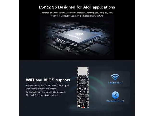 Alt view image 5 of 7 - ESP32-S3 ETH Development Board, 10/100Mbps RJ45 Ethernet Port, Wi-Fi & BT Support, 240MHz Dual Core Processor, Onboard Type-C Port and TF Card Slot, Board ONLY