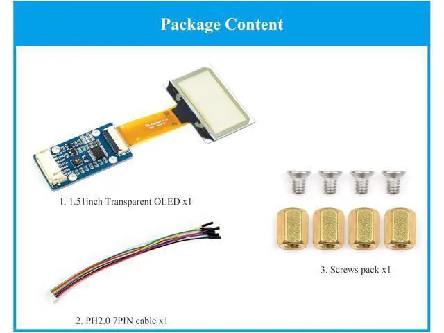 Alt view image 2 of 7 - 1.51inch Transparent OLED Compatible with Raspberry Pi 5/4B/3B+/3B/A+/Pi Zero W/Pi Zero 2W, 128 x 64 Resolution, SPI/I2C Interfaces, Embedded Independent Driver Chip, Light Blue Color Display