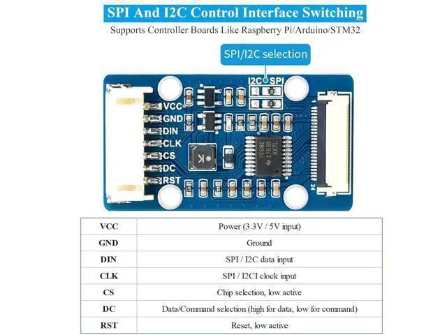 Alt view image 7 of 7 - 1.51inch Transparent OLED Compatible with Raspberry Pi 5/4B/3B+/3B/A+/Pi Zero W/Pi Zero 2W, 128 x 64 Resolution, SPI/I2C Interfaces, Embedded Independent Driver Chip, Light Blue Color Display