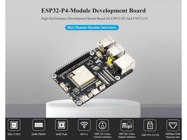 Alt view image 3 of 7 - ESP32-P4-Module High-Performance Development Board, Based On ESP32-P4 and ESP32-C6, Supports Wi-Fi 6 and Bluetooth 5/BLE, Rich Human-Machine Interfaces, Comes with Speaker