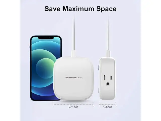 Alt view image 4 of 6 - Power Strip with USB Port, Travel Power Strip with Flat Plug, ETL 6FT Extension Cord PD 20W USB C Power Strip for iPhone 14/13/12 Pro Max,iPad Pro/Air, Mini Power Strip Cube for Home& Office