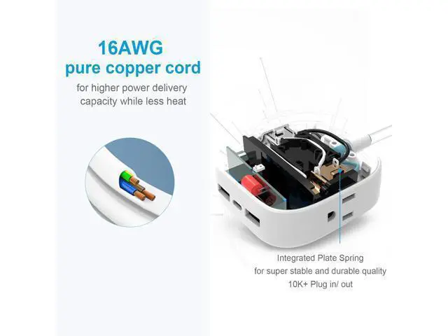Alt view image 6 of 6 - Power Strip with USB Port, Travel Power Strip with Flat Plug, ETL 6FT Extension Cord PD 20W USB C Power Strip for iPhone 14/13/12 Pro Max,iPad Pro/Air, Mini Power Strip Cube for Home& Office