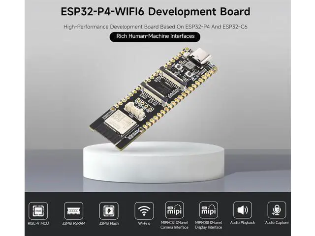 Alt view image 2 of 7 - ESP32-P4-WIFI6 High-Performance Development Board, Based On ESP32-P4 and ESP32-C6, Supports Wi-Fi 6 and Bluetooth 5 / BLE, Rich Human-Machine Interfaces, Supports AI Speech Interaction