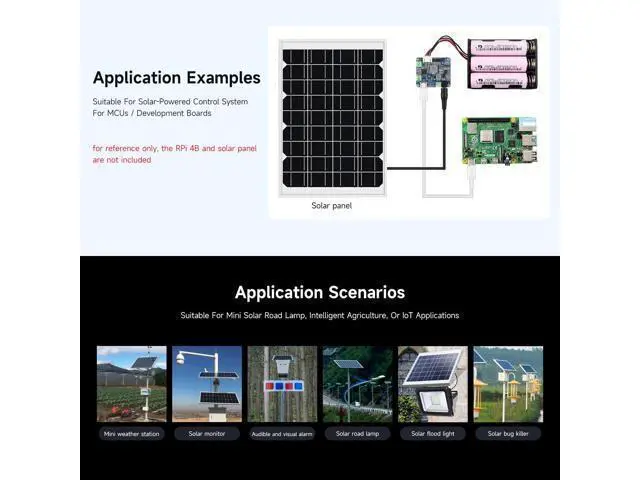 Alt view image 5 of 6 - Solar Power Manager Module (D), Solar Charge Controller USB, Supports 6V~24V Solar Panel and Type-C Power Adapter, 5V/3A Regulated Output, with Battery Holder (Batteries are Not Included)