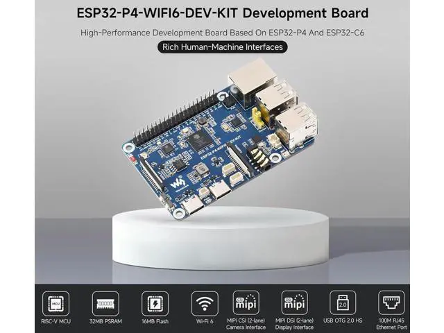 Alt view image 3 of 7 - ESP32-P4-WIFI6-DEV-KIT Dev Board, Based On ESP32-P4 and ESP32-C6, Supports Wi-Fi 6 and Bluetooth 5 / BLE 5, Rich Human-Machine Interfaces, Supports AI Speech Interaction, Comes with Speaker