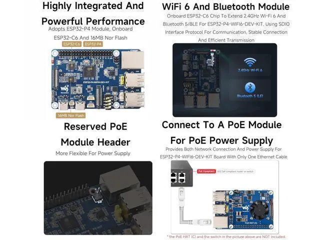 Alt view image 6 of 7 - ESP32-P4-WIFI6-DEV-KIT Dev Board, Based On ESP32-P4 and ESP32-C6, Supports Wi-Fi 6 and Bluetooth 5 / BLE 5, Rich Human-Machine Interfaces, Supports AI Speech Interaction, Comes with Speaker