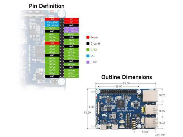 Alt view image 7 of 7 - ESP32-P4-WIFI6-DEV-KIT Dev Board, Based On ESP32-P4 and ESP32-C6, Supports Wi-Fi 6 and Bluetooth 5 / BLE 5, Rich Human-Machine Interfaces, Supports AI Speech Interaction, Comes with Speaker