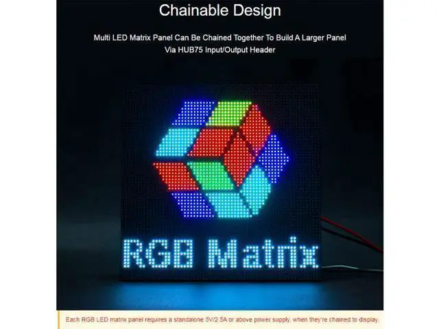 Alt view image 3 of 7 - RGB Full-Color LED Matrix Panel 64x32 Pixels, 2.5mm Pitch, 2048 Individual RGB LEDs, Adjustable Brightness, Support Raspberry Pi/Raspberry Pi Pico/ESP32/Ardu, Display Text, Colorful Image/Animation