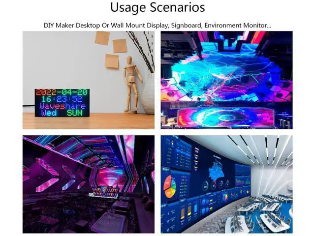 Alt view image 4 of 7 - RGB Full-Color LED Matrix Panel 64x32 Pixels, 2.5mm Pitch, 2048 Individual RGB LEDs, Adjustable Brightness, Support Raspberry Pi/Raspberry Pi Pico/ESP32/Ardu, Display Text, Colorful Image/Animation