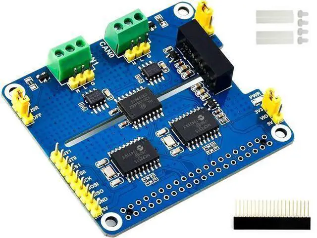 Main image of 2-Channel Isolated CAN Bus Expansion HAT for Raspberry Pi 4B/3B+/3B/2B/B+/A+/Zero/Zero W, MCP2515 + SN65HVD230 Dual Chips Solution Allow 2-CH CAN Communication Onboard Multi Protection Circuits