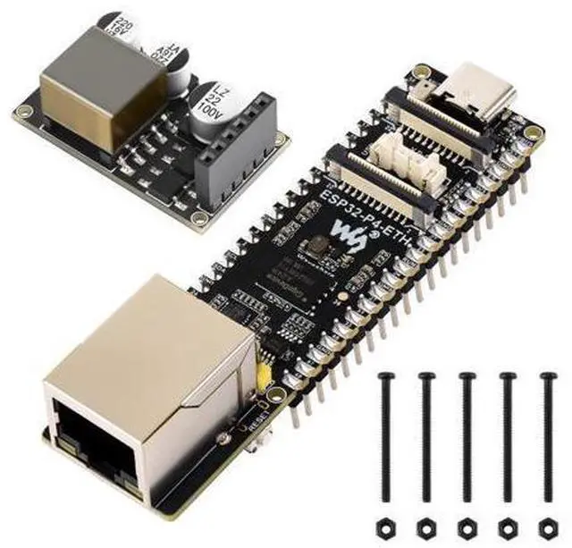 Main image of ESP32-P4-ETH High-Performance Development Board, Based On ESP32-P4, with 100 Mbps RJ45 Ethernet Port, with Pre-Solder Pin Headers, Bundle with a PoE Module, 3 Items