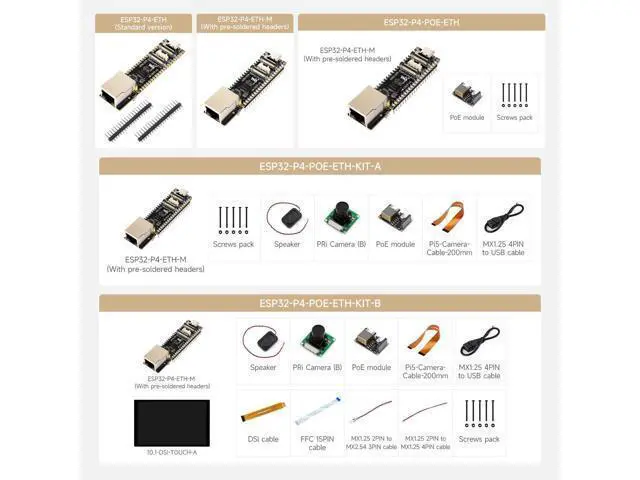 Alt view image 5 of 7 - ESP32-P4-ETH High-Performance Development Board, Based On ESP32-P4, with 100 Mbps RJ45 Ethernet Port, with Pre-Solder Pin Headers, Bundle with a PoE Module, 3 Items