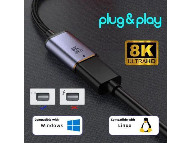 Alt view image 5 of 5 - USB C to Mini Displayport Cable,USB Type C Female Input to Mini Displayport 1.4 Male Output HDTV Cable 8K@60hz 4K@120hz for Tablet Phone Laptop