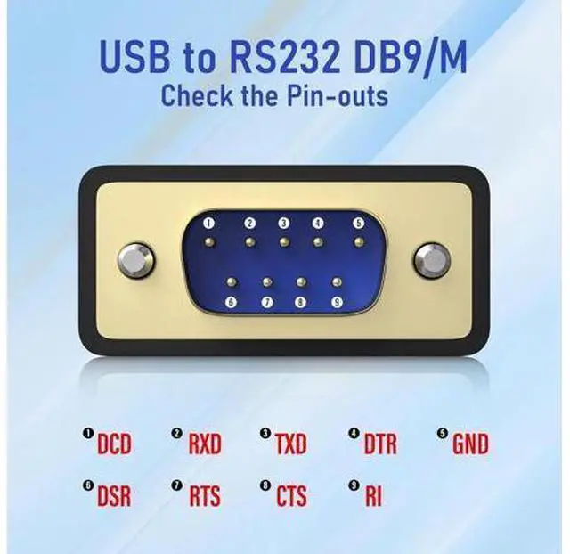 Alt view image 6 of 7 - USB to RS232 Serial DB9 Male Cable, 2-Pack