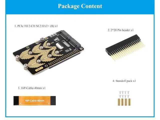 Alt view image 2 of 7 - PCIe to 2-CH M.2 HAT Adapter for Raspberry Pi 5, 2-CH NVMe M.2 Solid State Drive Adapter Pi 5 NVMe HAT Support 2280/2260 / 2242/2230 Size NVMe M.2 SSD, 5Gbps Data Rate, High-Speed Reading/Writing