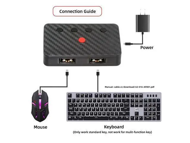 Alt view image 7 of 7 - Dual Port USB to Bluetooth 5.3 Adapter with 2.4G Receiver for Conversion Wired Keyboard and Mouse to Wireless for Phone/Tablet/Computer