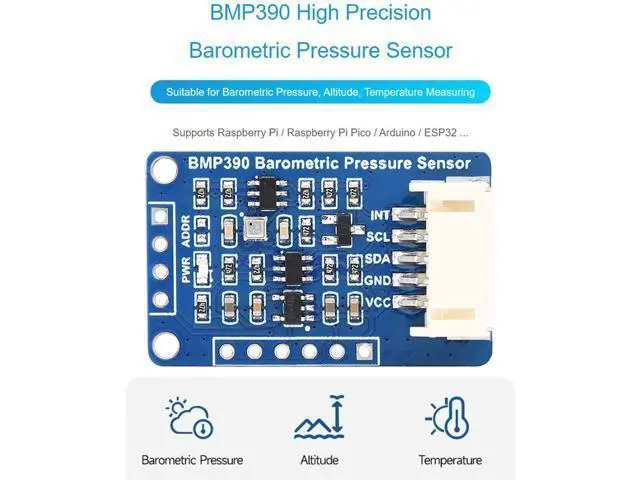 Alt view image 2 of 7 - BMP390 High Precision Barometric Pressure Sensor, Barometric Pressure/Altitude/Temperature Measuring, I2C and SPI Interfaces, for Raspberry Pi/Raspberry Pi Pico/Ardu/ ESP32