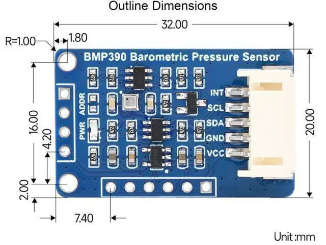 Alt view image 7 of 7 - BMP390 High Precision Barometric Pressure Sensor, Barometric Pressure/Altitude/Temperature Measuring, I2C and SPI Interfaces, for Raspberry Pi/Raspberry Pi Pico/Ardu/ ESP32