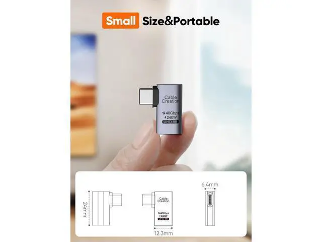 Alt view image 5 of 6 - Right Angle USB C Adapter 5 Pack, USB C Male to Female 90 Degree Adapter 40Gbps 240W Compatible with Thunderbolt 4, USB 4, Notebook, PC, Tablet, Phone and More, Right Angle