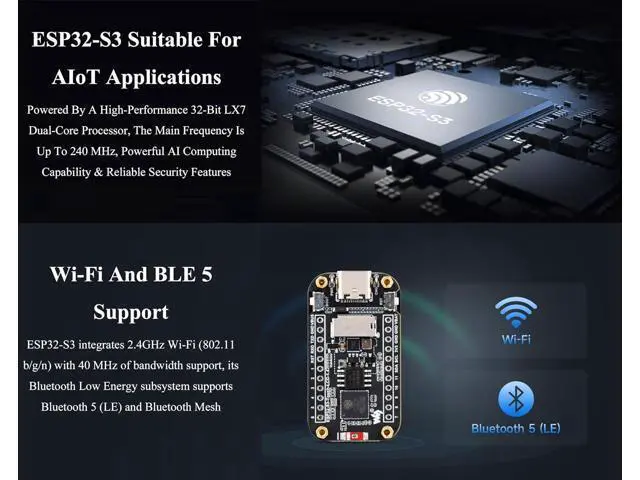 Alt view image 4 of 7 - ESP32-S3 1.47inch Touch Display Development Board, 172x320 Resolution IPS LCD, 262K Display Color, Support 2.4GHz W-F-i/BLE 5, 240MHz LX7 Dual-Core Processor, Type-C, Suitable for AIoT Applications