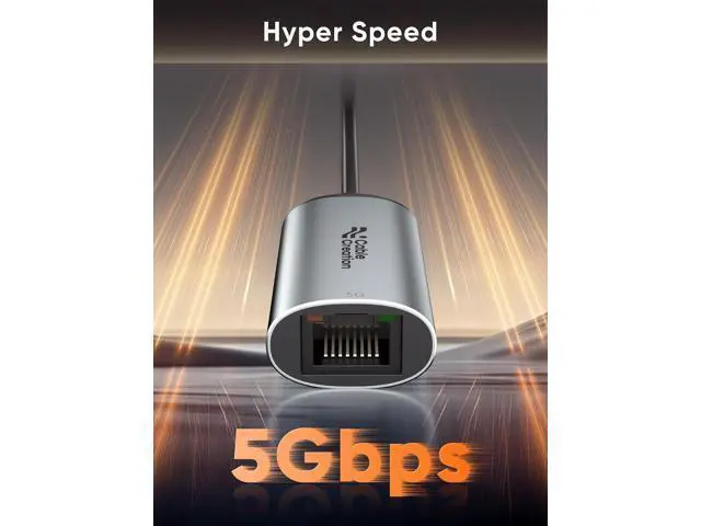 Alt view image 2 of 5 - 5Gbps USB C to Ethernet Adapter, 5Gbps Type C to RJ45 Network LAN Internet Adapter Compatible with MacBook, XPS, Thunderbolt 5/4/3, Other USB-C Devices