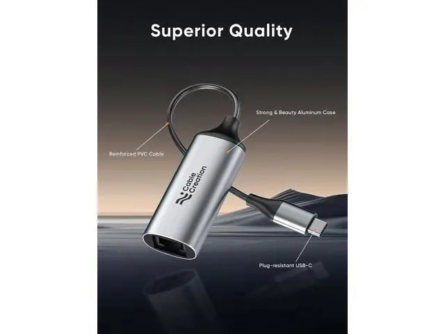 Alt view image 3 of 5 - 5Gbps USB C to Ethernet Adapter, 5Gbps Type C to RJ45 Network LAN Internet Adapter Compatible with MacBook, XPS, Thunderbolt 5/4/3, Other USB-C Devices
