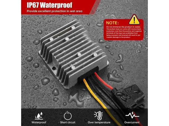 Alt view image 6 of 7 - 240W DC-DC Buck Converter, 30V-60V to 24V 10A, Waterproof Transformer for Truck/RV/Solar, Power Supply for CCTV Cameras, Overload and Short-Circuit Protection (IP67, 1 Year Warranty)