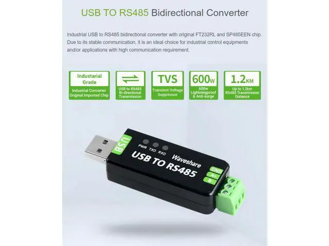 Alt view image 2 of 7 - 2PCS Industrial USB to RS485 Converter with Original FT232RL and SP485EEN Embedded Protection Circuits for Industrial Control Equipments and/or Applications