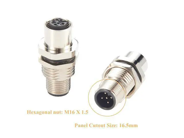 Alt view image 2 of 7 - M12 A Code 5Pin Male to Female Converter IP67 Shielded Bulkhead Feedthrough Panel Mount Industrial Circular Connector Receptacle 60V 4A for NMEA2000 Can Bus CANOpen DeviceNet (1PCS)