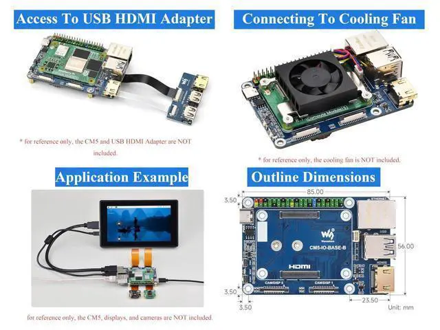 Alt view image 5 of 7 - Mini Base Board Compatible with Raspberry Pi Compute Module 5 Lite/eMMC Series, with Color-Coded 40PIN GPIO/M.2 M Key PCIe/MIPI/HDMI 4K/Gigabit ETH Interfaces,etc. Onboard EEPROM and Encryption Chip