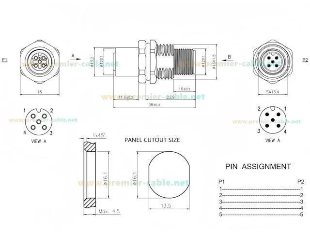Alt view image 6 of 7 - M12 A Code 5Pin Male to Female Converter IP67 Shielded Bulkhead Feedthrough Panel Mount Industrial Circular Connector Receptacle 60V 4A for NMEA2000 Can Bus CANOpen DeviceNet (1PCS)