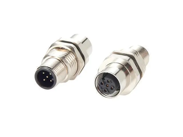 Alt view image 5 of 7 - M12 A Code 5Pin Male to Female Converter IP67 Shielded Bulkhead Feedthrough Panel Mount Industrial Circular Connector Receptacle 60V 4A for NMEA2000 Can Bus CANOpen DeviceNet (1PCS)