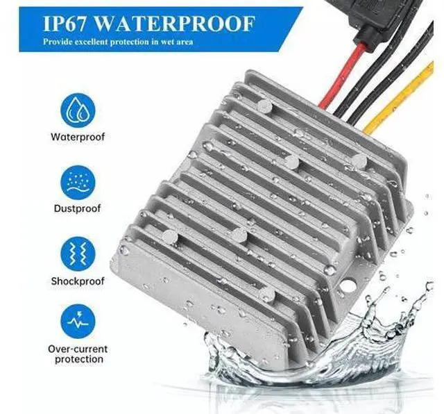 Alt view image 6 of 7 - 120W DC-DC Power Converter 20V-72V to 12V 10A, Waterproof Voltage Regulator for Car/Truck/Boats, Power Supply for CCTV, Audio System, Overload & Short Circuit Protection (IP67, 1-Year Warranty)